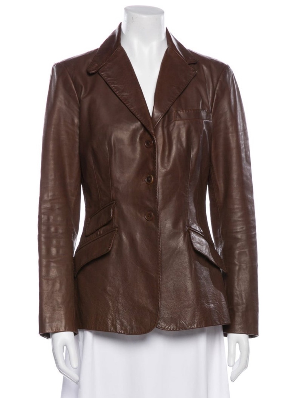 Ralph Lauren Chocolate Brown Leather Blazer Jacket